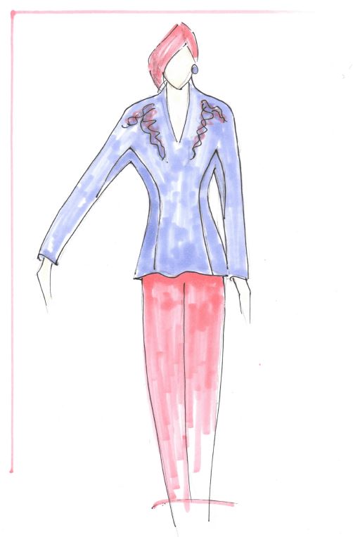 Luonnoskuva purero ja housyhdistelmästä